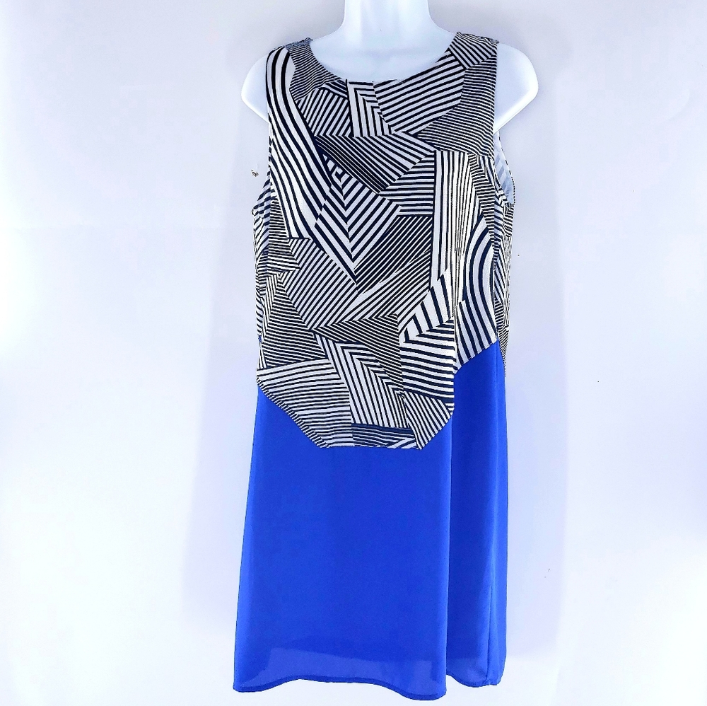 THML Size Small Blue Black White Dress #345